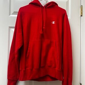 Red Champion hoodie size small.